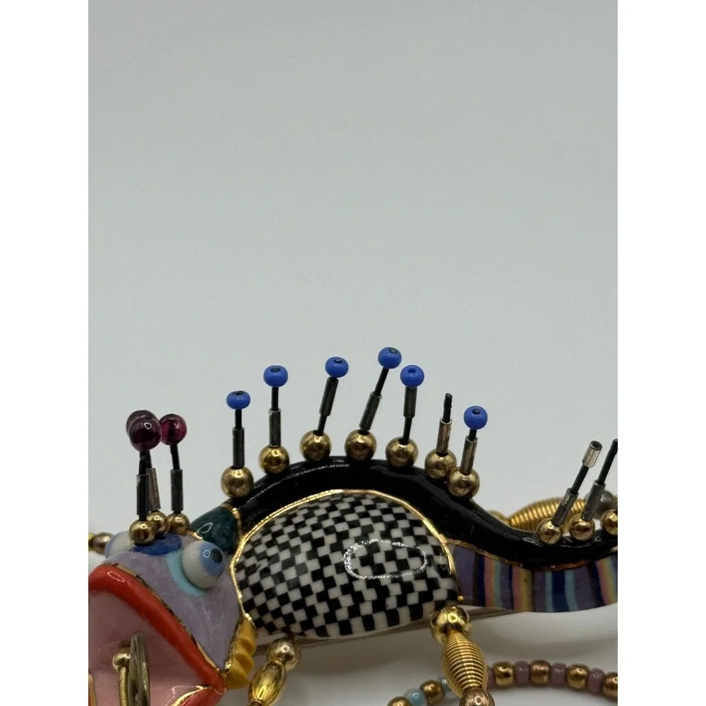 Jewelry 10 Cynthia Chuang Glazed Porcelain Glass Beaded Lizard Pin READ